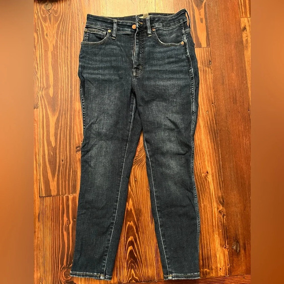 MADEWELL Curvy High Rise Skinny Dark Wash Denim Jeans Petite - Picture 2 of 9